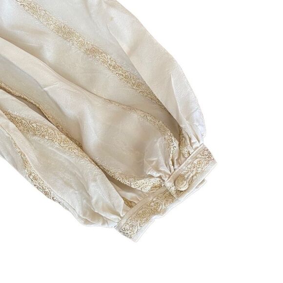 Vintage Albert Nipon Dress Cream Gold Metallic Flaw - Picture 5 of 12